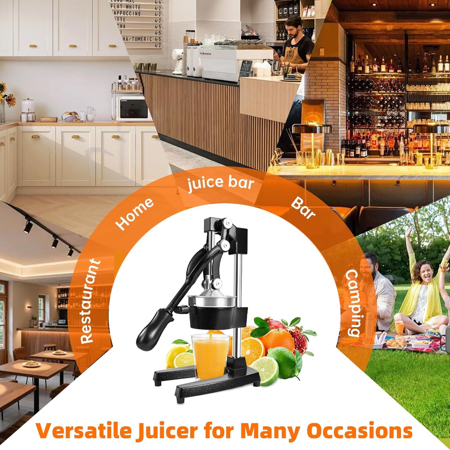 Cast Iron Manual Citrus Juicer Press, Commercial Heavy Duty Cast Iron Fruit Juicer for Home Kitchen,High Juice Yield,Easy to Clean,Wide Application