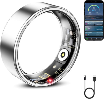 Smart Ring for Women & Men, Smart Ring Health Tracker, Heart Rate Monitor Sleep Ring, Waterproof Fitness Ring