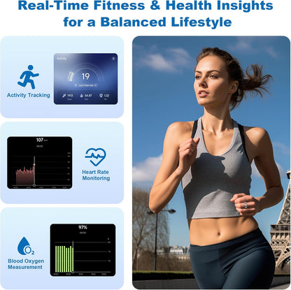 Health Fitness Ring,No Subscription Fee,Crafted from Skin-Friendly Titanium,7-10 Days of Bat,5ATM