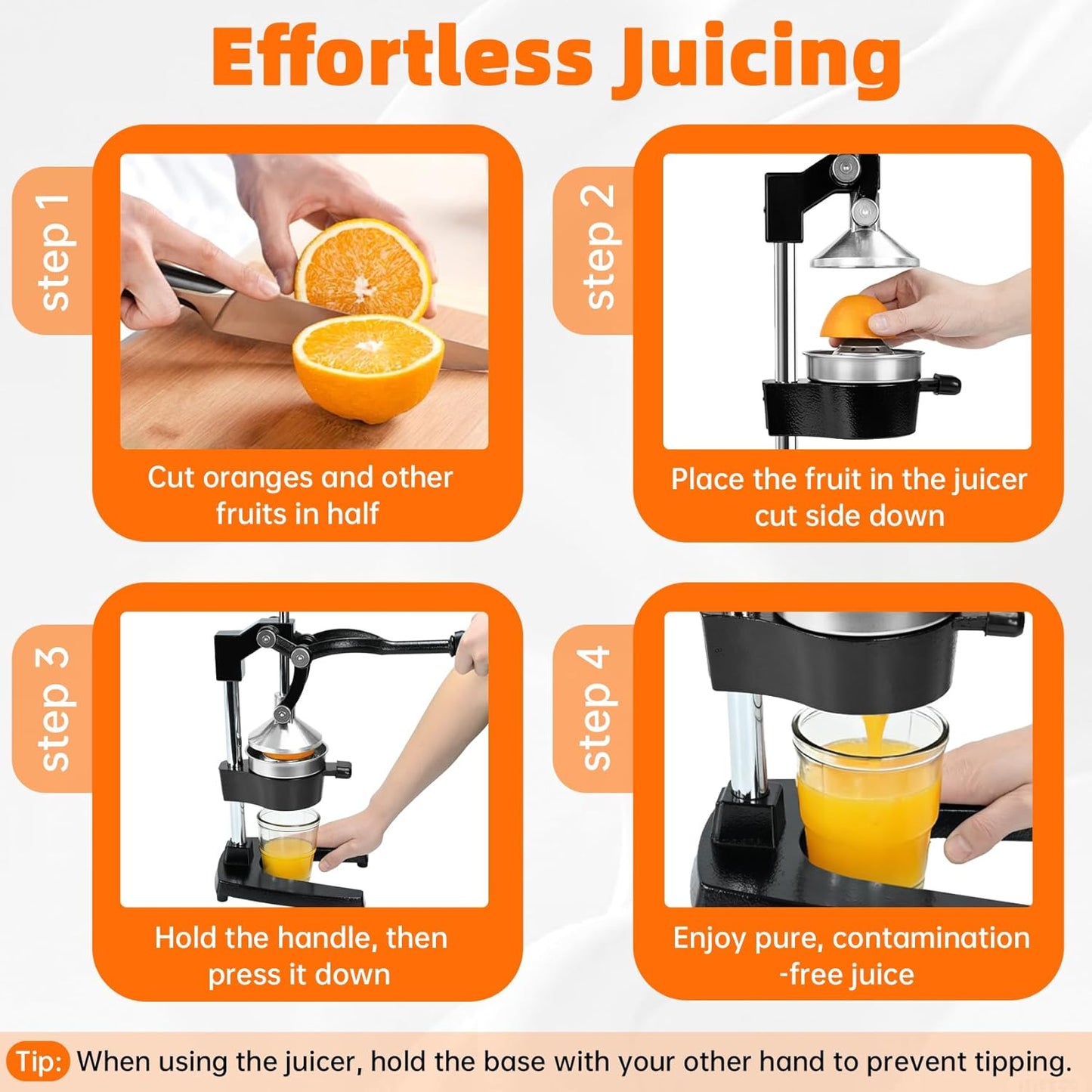 Cast Iron Manual Citrus Juicer Press, Commercial Heavy Duty Cast Iron Fruit Juicer for Home Kitchen,High Juice Yield,Easy to Clean,Wide Application
