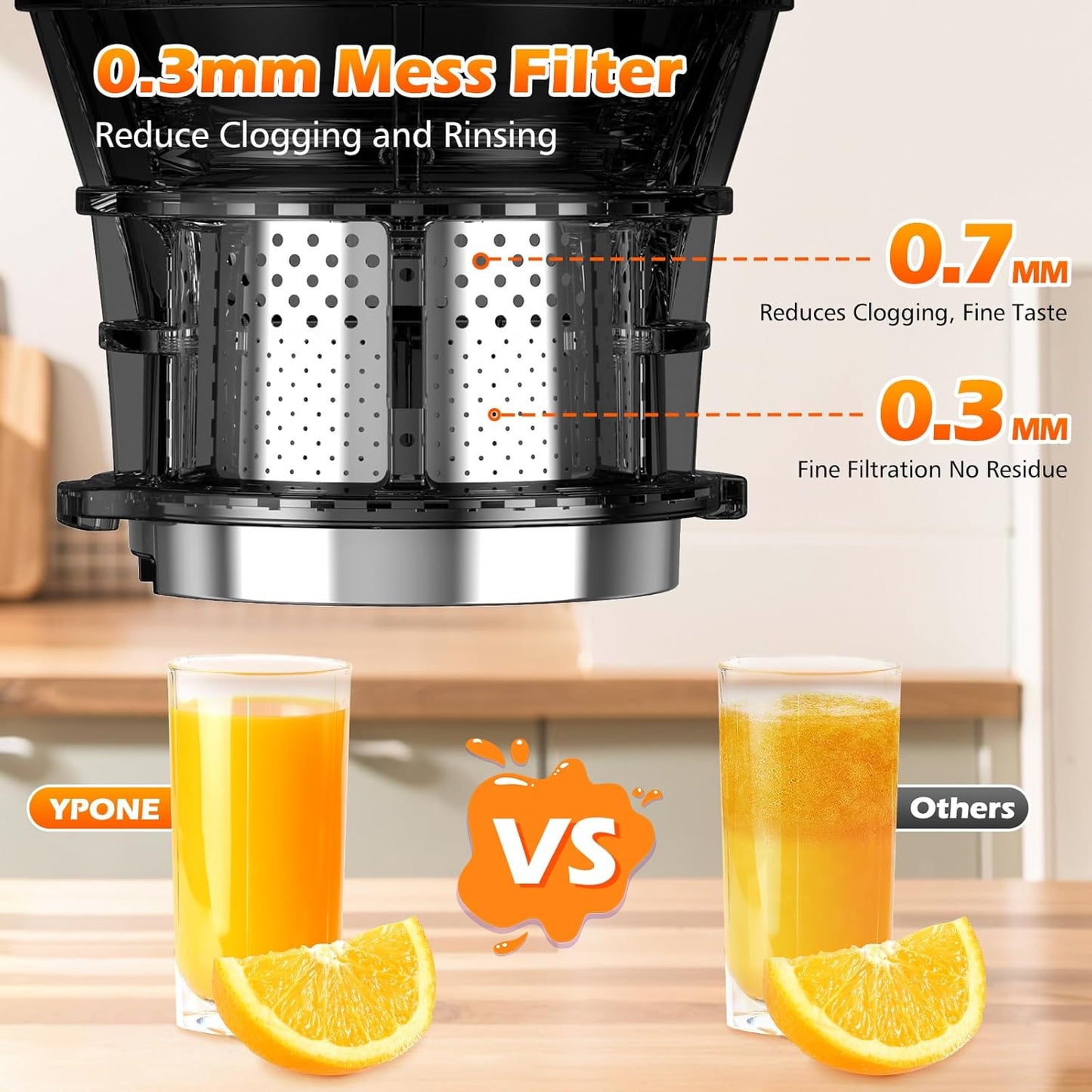 Juicer Machines with 5.8" Large Feed Chute, Cold Press Juicer for Whole Vegetables and Fruits 400W,Slow Juicer Cold Press