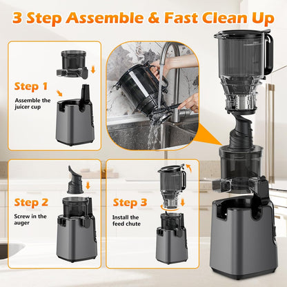 Juicer Machines with 5.8" Large Feed Chute, Cold Press Juicer for Whole Vegetables and Fruits 400W,Slow Juicer Cold Press