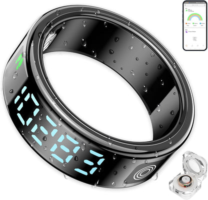 Smart Ring Health Tracker with Display for Women Men - German Chip,Ultra Light,Ultrathin,Free Charging