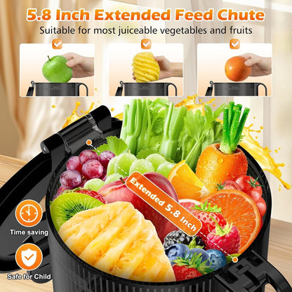 Juicer Machines with 5.8" Large Feed Chute, Cold Press Juicer for Whole Vegetables and Fruits 400W,Slow Juicer Cold Press