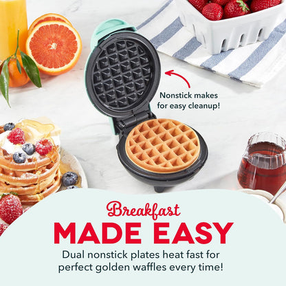 Mini Waffle Maker- Compact Electric Iron for Creative Homemade Treats