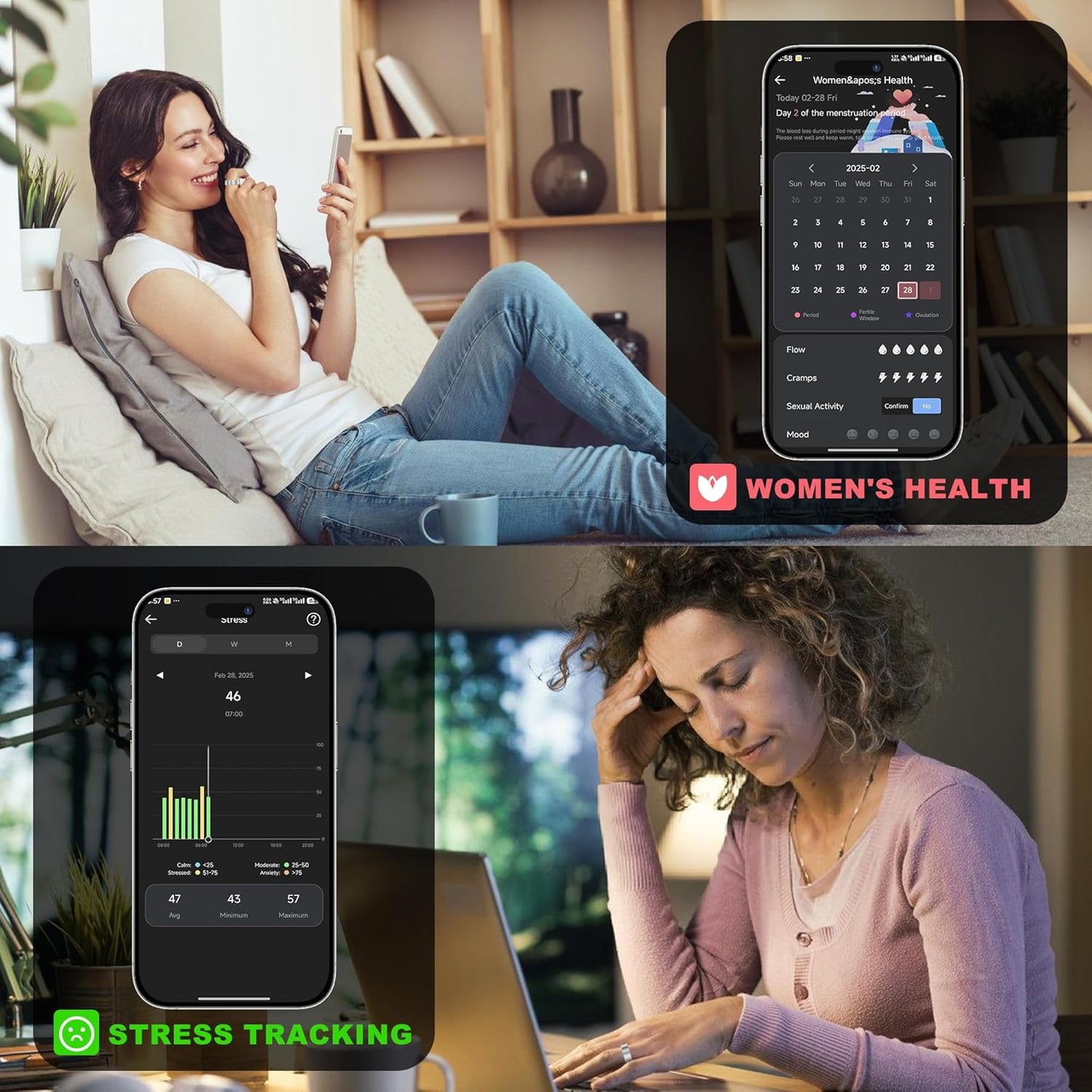 Health Fitness Ring,No Subscription Fee,Crafted from Skin-Friendly Titanium,7-10 Days of Bat,5ATM